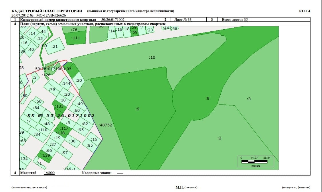 Кадастровый план участка в Рошале